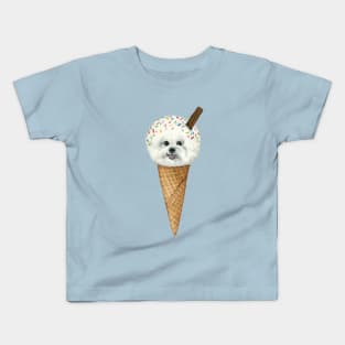 Bichon Frise Ice Cream Dog Kids T-Shirt